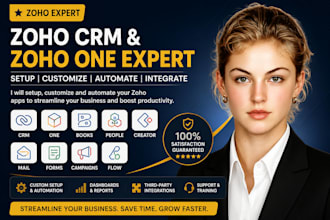 setup zoho crm, zoho one, books, people, creator, mail, forms, flow, campaigns