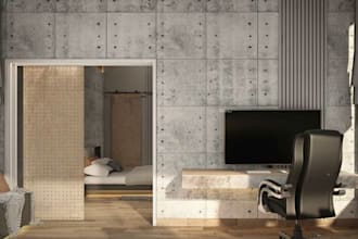 design 3d home office, private office, home workspace, home study room, render