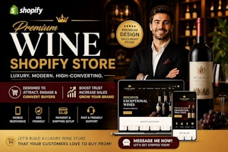 design wine shopify store ecommerce website with premium liquor branding