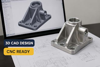 create 3d mechanical parts and cad designs for cnc manufacturing