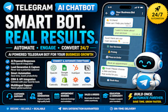 build telegram ai chatbot ,smart automation bot ai website telegram bot