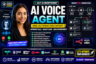 build n8n ai voice agent, ai receptionist, vapi ai, retell ai automation