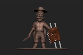 sculpt 3d miniature figurine, dnd character custom 3d model for printing