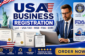 do USA tax, llc registration, msb, fda and eori filing