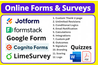 create online forms surveys jotform, formstack, limesurvey, google form, cognito