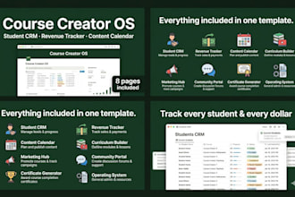 gave you a notion course creator dashboard with student CRM and revenue tracker
