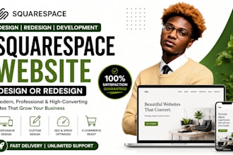 build squarespace website design or redesign squarespace website landing page