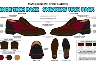 do shoe tech pack, sneaker design, heels, shoe design, custom shoe manufacturing