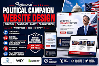 build wordpress wix shopify political campaign election candidate website design