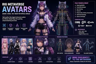 do design and rig metaverse avatars for virtual streaming
