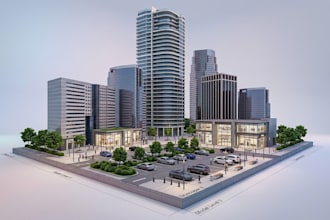 create 3d model of commercial building in blender