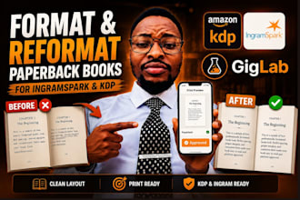 format and reformat paperback books for ingramspark and KDP