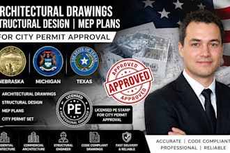architectural drawing, structural design, mep plan for nebraska, michigan, texas