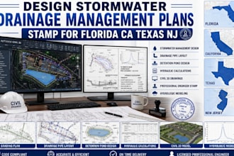 design stormwater drainage management plans stamp for florida ca texas nj