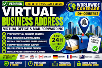 provide verified virtual business address and mail forwarding