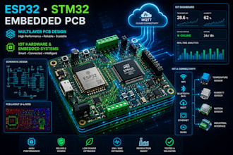 develop esp32 stm32 embedded pcb, multilayer pcb, iot hardware, embedded system