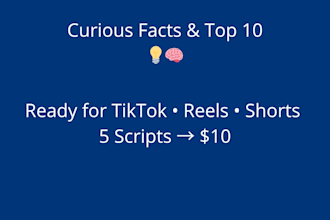 write viral tiktok scripts,curious facts and top