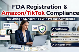 handle fda registration, listing, fsvp agent, amazon tiktok shop compliance