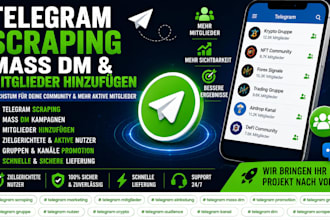 telegram scraping, mass dm und mitglieder hinzufügen
