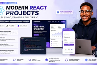 build modern react website using plasmic framer builder io with UI design