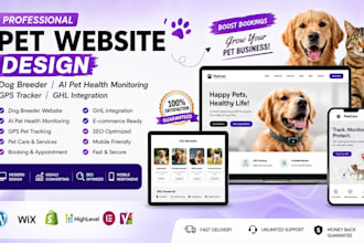 design dog trainer website, ai pet health monitoring, gps tracker website, ghl