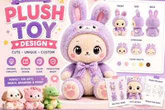 design cute plush toy plushie mascot amigurumi 3d character stuffed animal