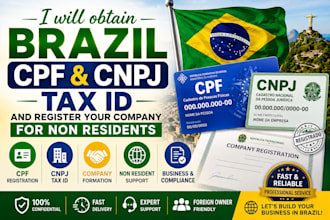obtain brazil cpf cnpj tax id and register your company for non residents