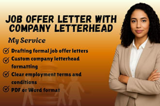 create a professional job offer letter with company letterheads