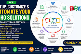 zoho crm setup zoho sites zoho campaigns zoho sales funnel zoho desk zoho books