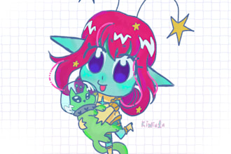 custom full render chibi illustration
