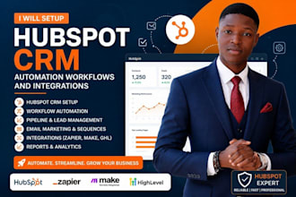 setup hubspot CRM, automation workflows and integrations