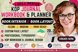 design KDP workbook, journal, planner, ebook interior and book layout