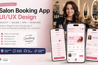 develop custom salon booking app, beauty salon app, skincare spa mobile app UI