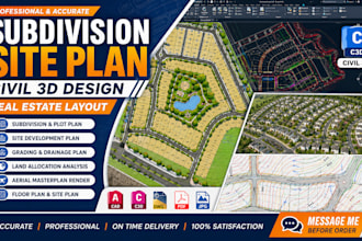 create subdivision site plan, real estate layout, grading plan civil 3d