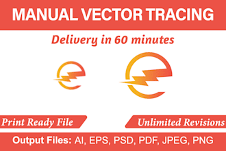 manual vector tracing, convert logo, image sketch to vector