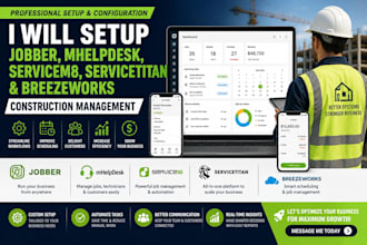 setup jobber mhelpdesk servicem8 servicetitan breezework construction management