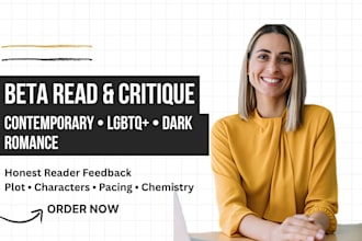 beta read and critique contemporary novel, lgbtq dark romance beta reader