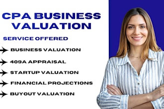 do business valuation, 409a appraisal ,financial modeling and investment report