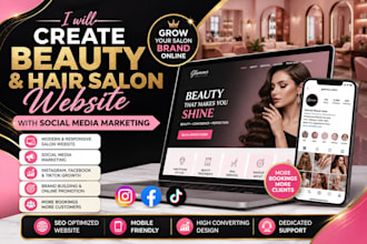 create beauty and hair salon website with social media marketing