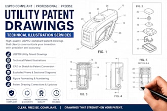 uspto utility patent drawing technical illustration engineering cad draft patent