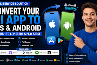 convert lovable base44 replit app to ios android publish to app store play store