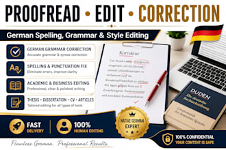proofread edit and correction your german text spelling grammer and style