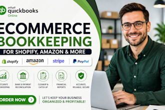 do ecommerce bookkeeping, catchup, cleanup in quickbooks online shopify, amazon