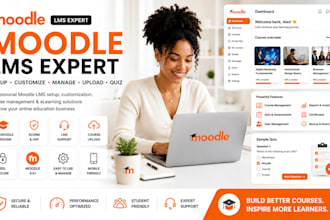 install, setup, manage, customize, any moodle lms version, upload courses, quiz