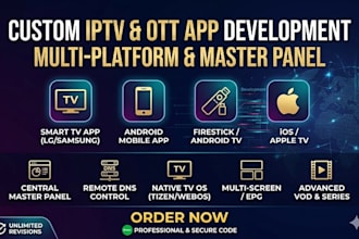 create branded iptv app, ott, vod, smart tv app for multi platform with panel