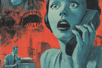draw 70s 80s vhs retro vintage horror comic poster horror music album cover art