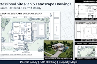 create cad site plan property map and landscape drawings