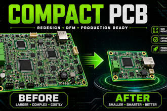 redesign and miniaturize pcb for compact placement, dfm and production readiness