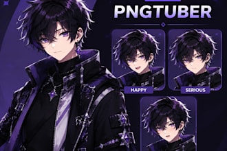 design custom pngtuber illustration for streamers and vtubers anime illustration