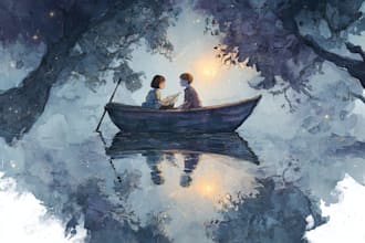 create children story book illustration, whimsical book art